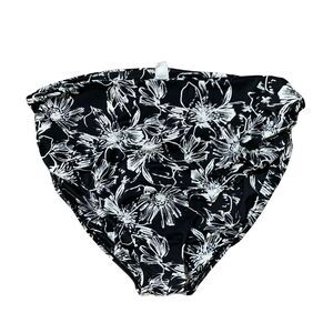 Swimsuits for All Plus 24 Swim Brief Bottoms High Rise Black Floral Ruched Sides